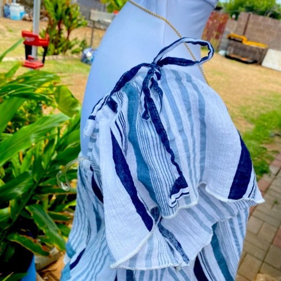 Rebellion In size m blue colored vertical stripes on the viscose material 23 - Picture 3 of 6